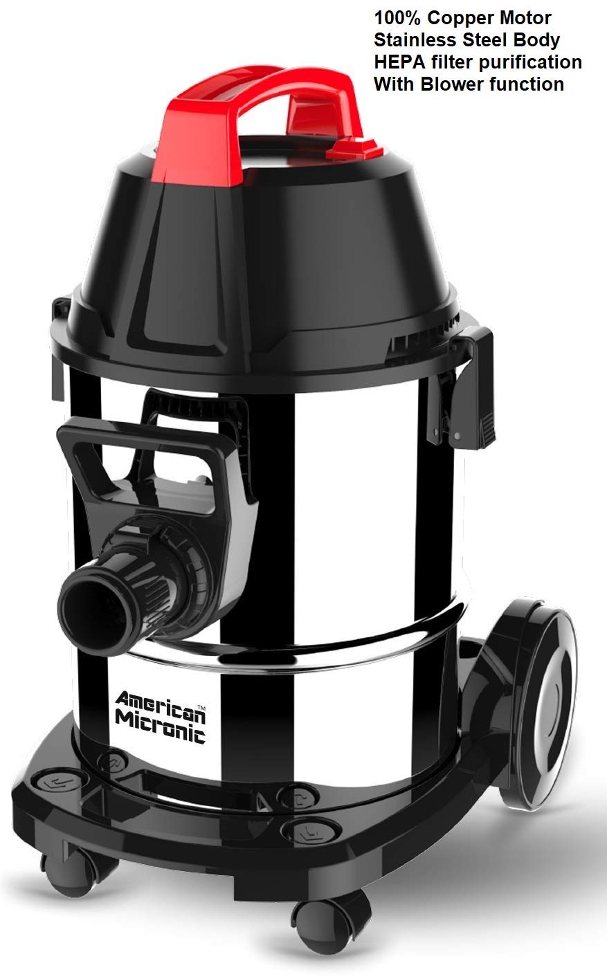 American MICRONIC AMI-VCD21-1600WDx- 21 Litre Stainless Steel Wet & Dry Vacuum Cleaner with Blower